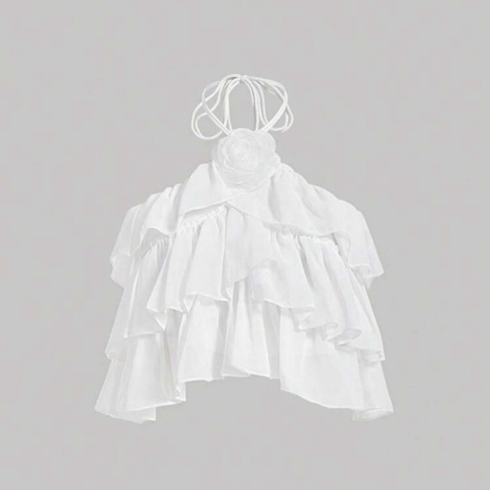 SHEIN White Layered Halter Top